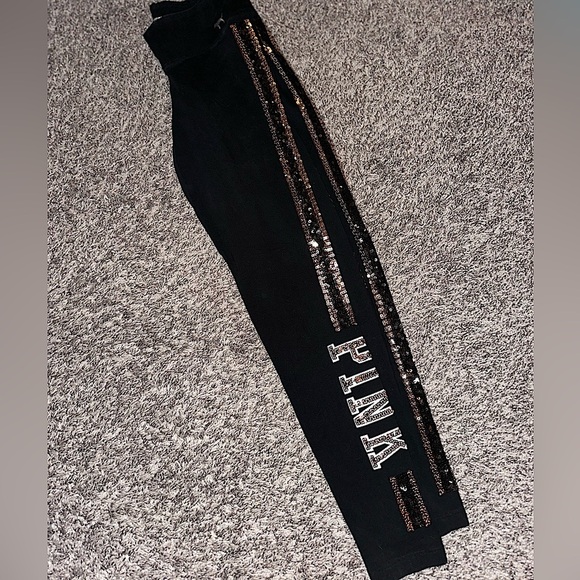 PINK Victoria's Secret Pants - Victoria’s Secret PINK! Gold Bling Yoga Legging Black HTF Gorgeous 🤩 Size Small